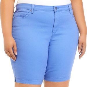 NWT GLORIA VANDERBILT Teal All Around Slimming Effect Bermuda Shorts Size 16P